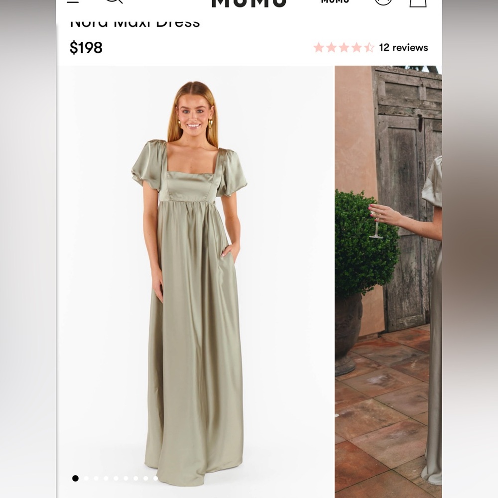 Show Me Your Mumu Nora Maxi Dress ~ Moss Green Luxe Satin size XL